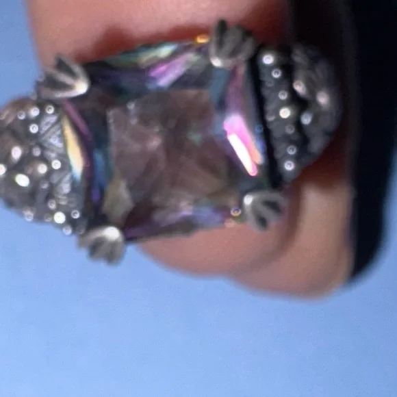 Vintage Sterling Silver 925 Large Mystic Topaz Stunning Ring Size 9 - Picture 15 of 16